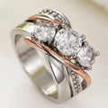 Bague en Zirconium en Or et Argent en Trois Dimensions
