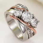Bague en Zirconium en Or et Argent en Trois Dimensions
