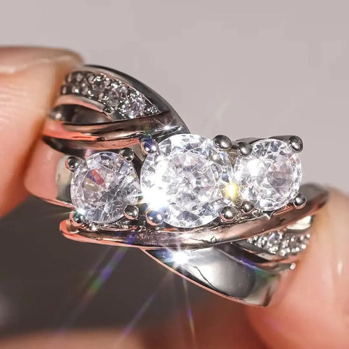 Bague en Zirconium en Or et Argent en Trois Dimensions