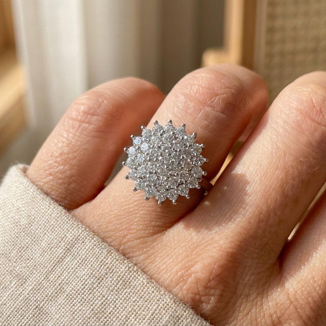 Bague Déclarative Halo de Cristaux