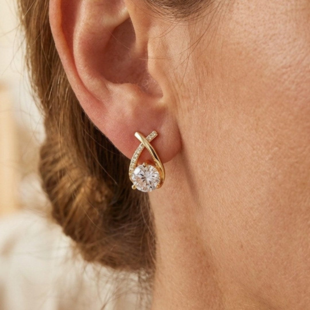Boucles d'Oreilles en Cubique en Forme de Goutte Tordue de Luxe