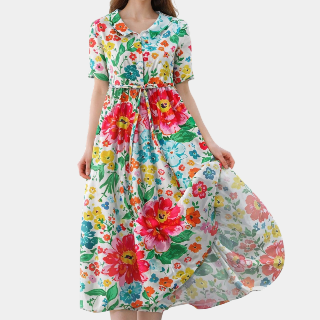 Colette | Robe à fleurs colorée et vivante
