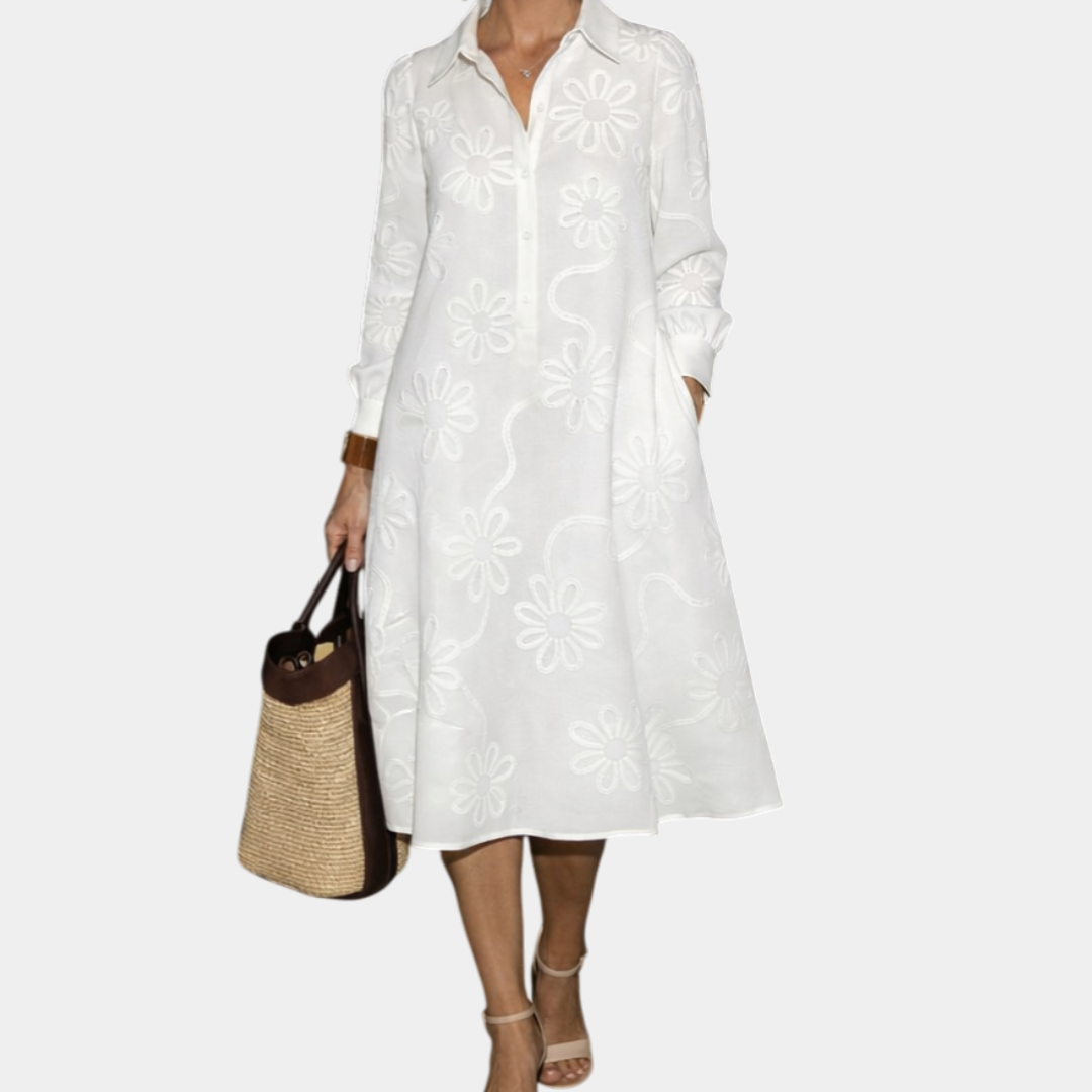 Geneviève | Robe en coton et lin floral pour femmes