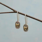 Boucles d'oreilles pendantes en cœur bicolore
