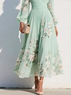VENIRA | Robe Midi Fleurie Verte