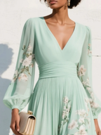 VENIRA | Robe Midi Fleurie Verte
