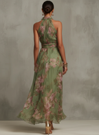 Livia | Robe Maxi Halter Fleurie