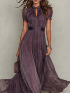 FLAVIA | Robe longue violette avec dentelle