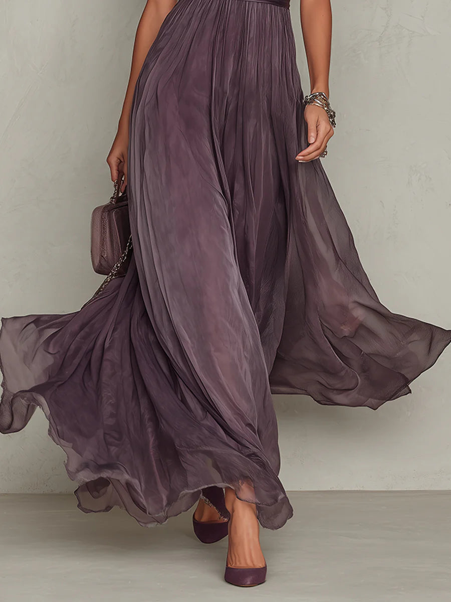 FLAVIA | Robe longue violette avec dentelle