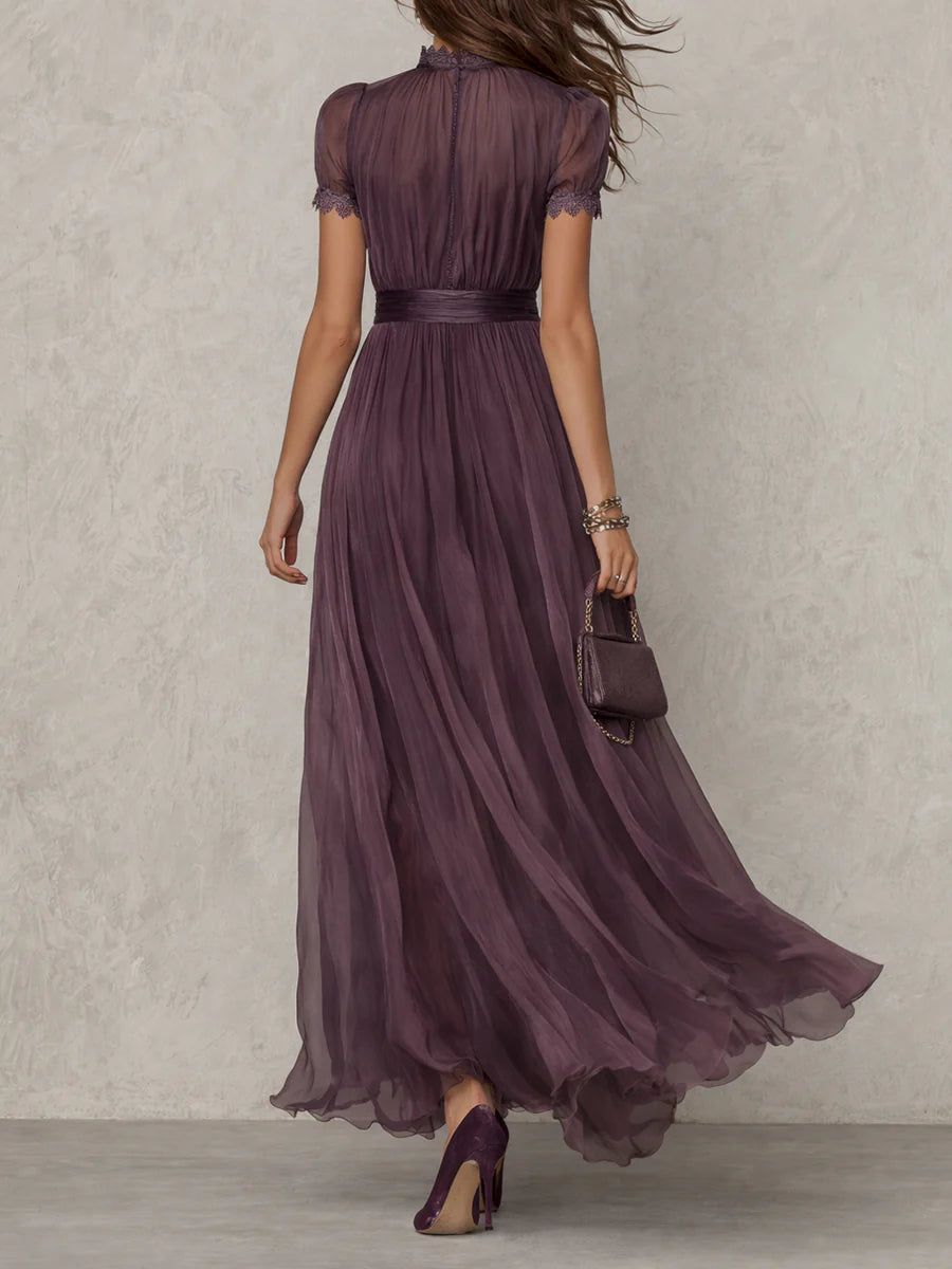 FLAVIA | Robe longue violette avec dentelle