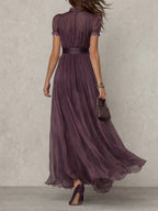 FLAVIA | Robe longue violette avec dentelle