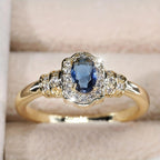 Bague en Cristal Halo de Saphir Héritage