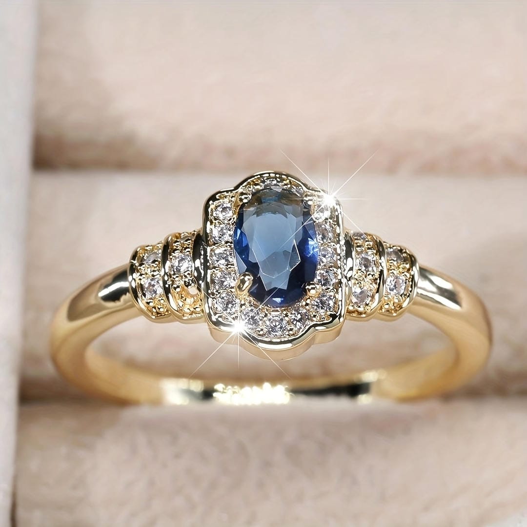 Bague en Cristal Halo de Saphir Héritage