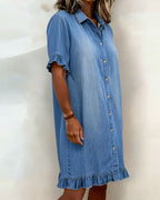Clara | Robe en Denim Confortable avec Plis Flatteurs