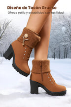 Elena - Bottes à talon épais et chaudes