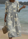 Ashley | Robe midi à imprimé plantes et fleurs