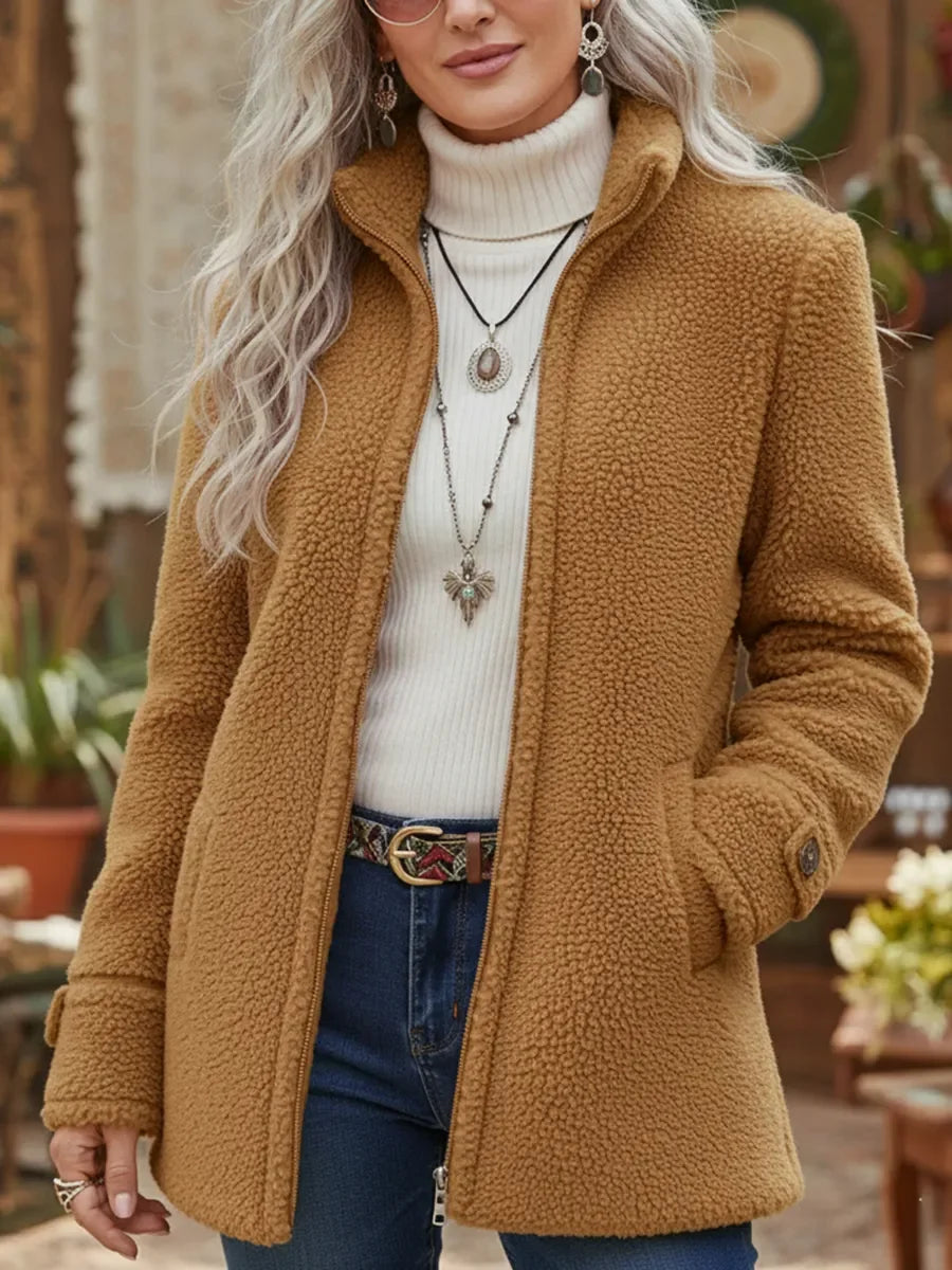 Annelies | manteau intermédiaire doux avec fermeture éclair