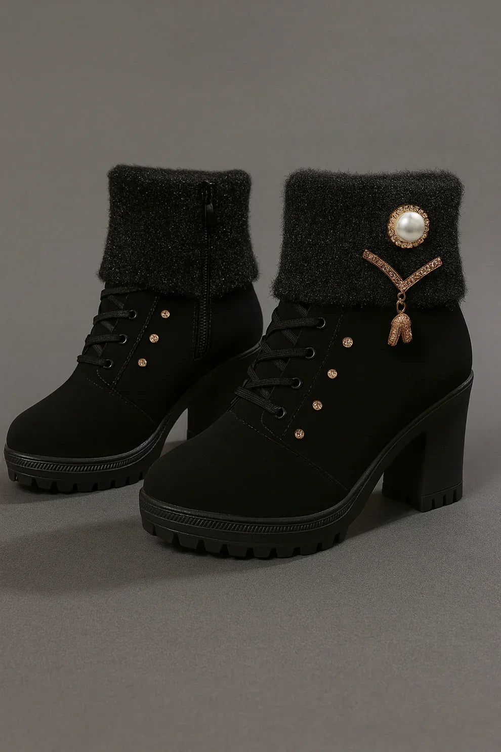 Elena - Bottes à talon épais et chaudes