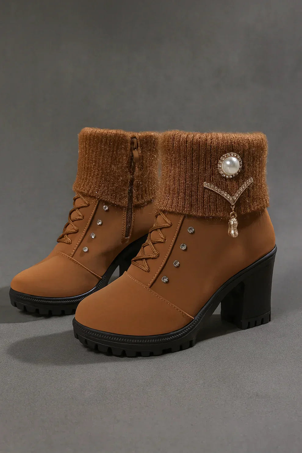 Elena - Bottes à talon épais et chaudes