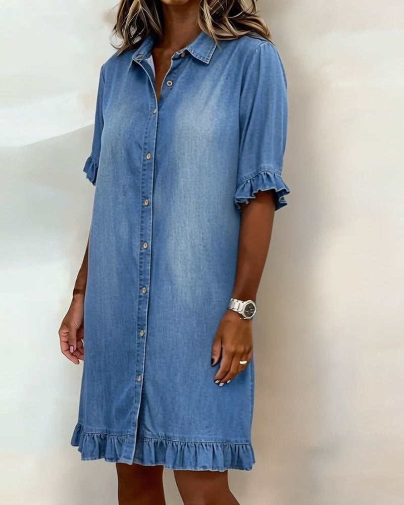 Maria | Robe en Denim Confortable avec Plis Flatteurs