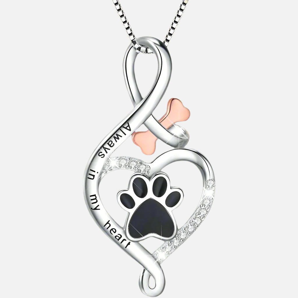 Collier Lycklig Tass avec Cœur, Os et Symbole Infini