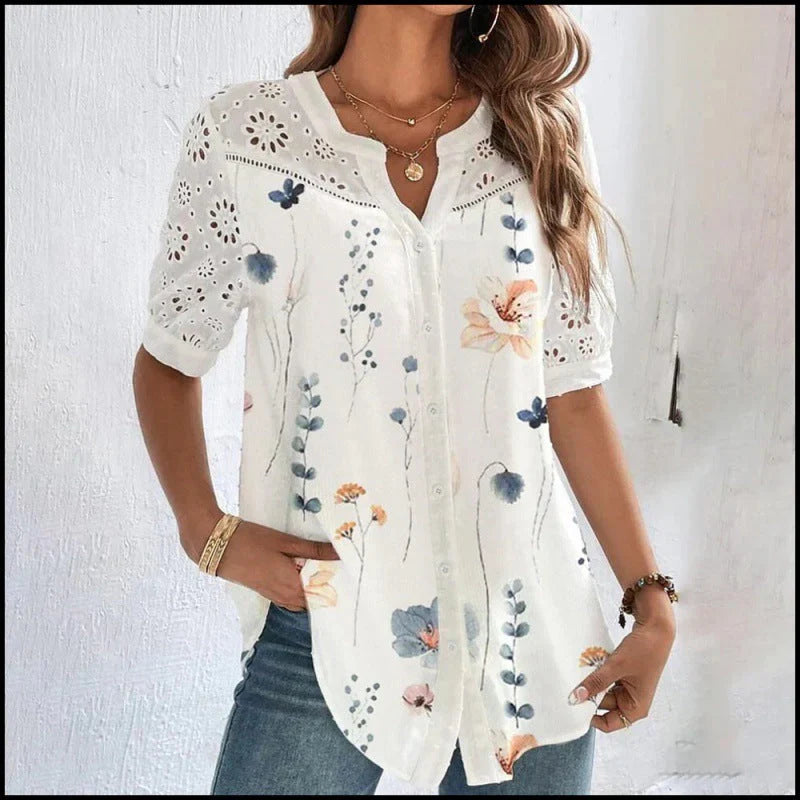 Vivian | Blouse Imprimée en Dentelle Décontractée
