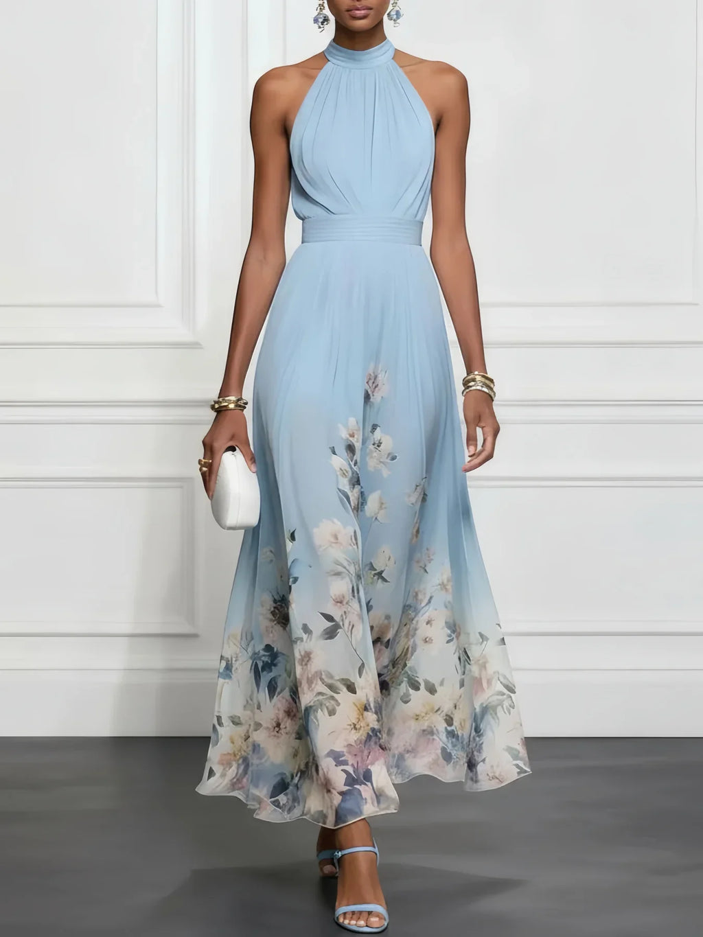 Freya | Robe Maxi Fleurie à Dos Nu