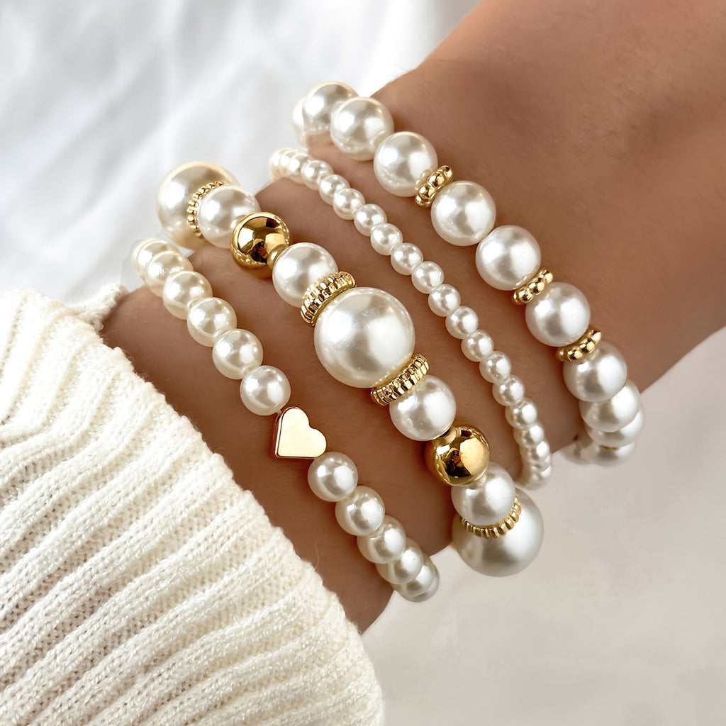 Ensemble de bracelets élégants en forme de cœur avec perles