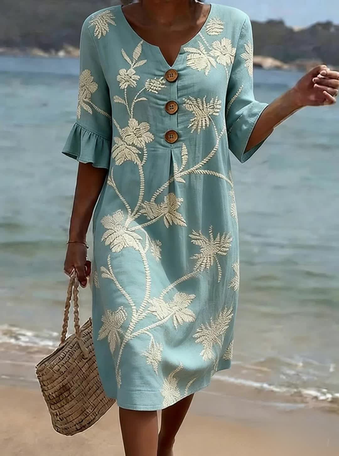 Robe Casual Femme avec Imprimé Floral