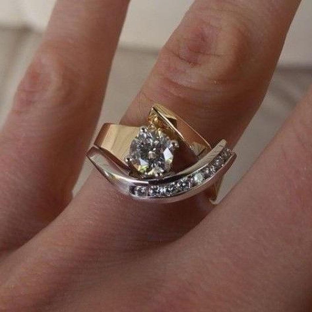 Bague Irregulière en Or et Argent Radiance