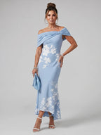 Cosma | Robe Midi à Encolure Drapée Off Shoulder