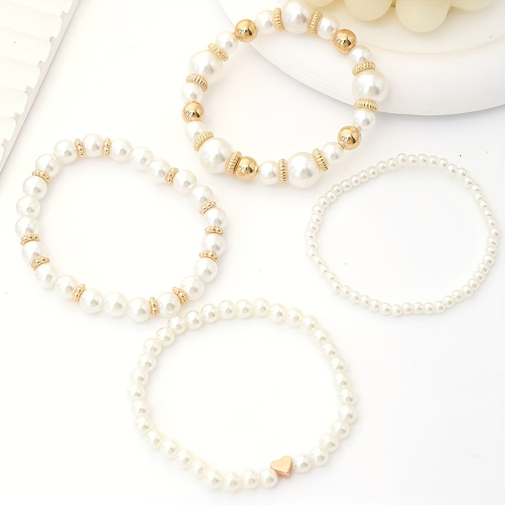 Ensemble de bracelets élégants en forme de cœur avec perles