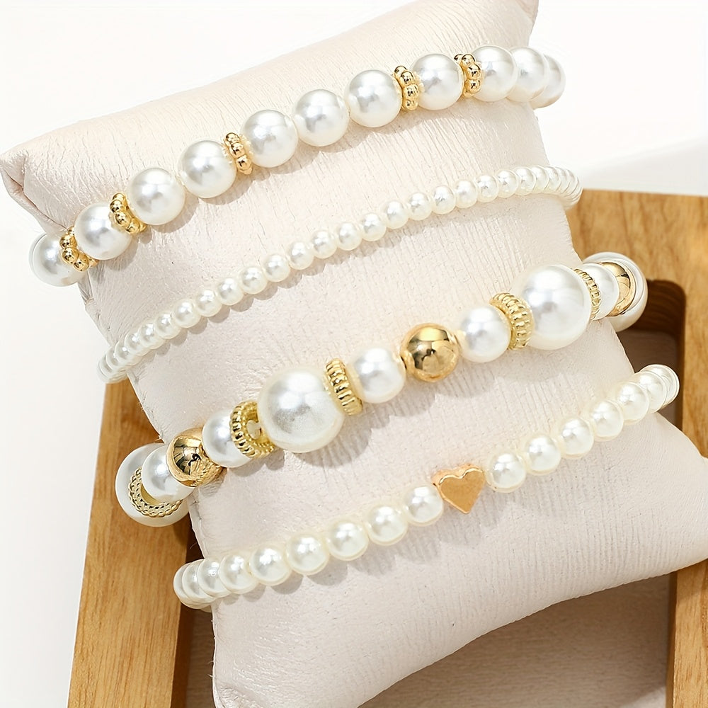 Ensemble de bracelets élégants en forme de cœur avec perles