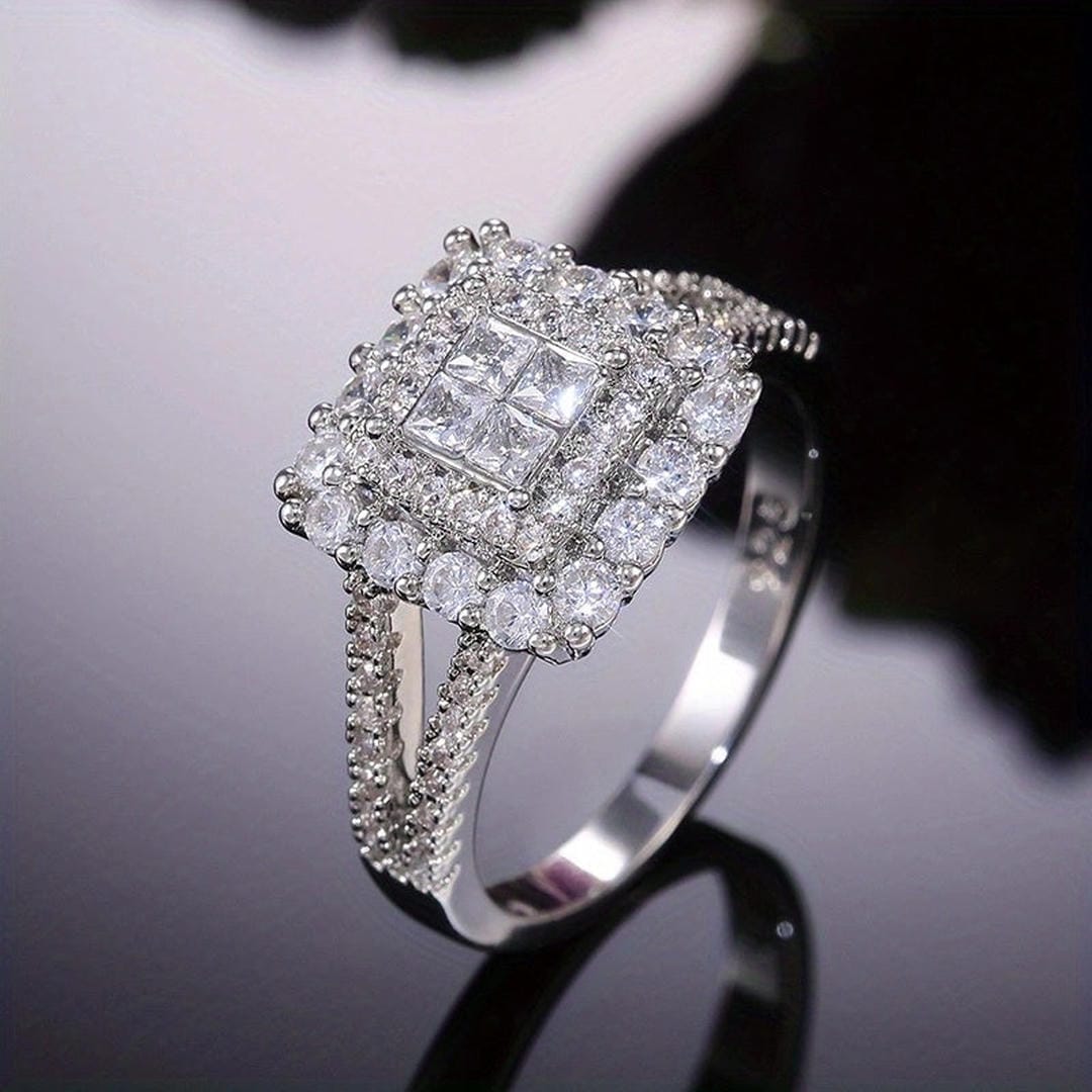 Bague de Mariage en Zirconium en Forme Carrée