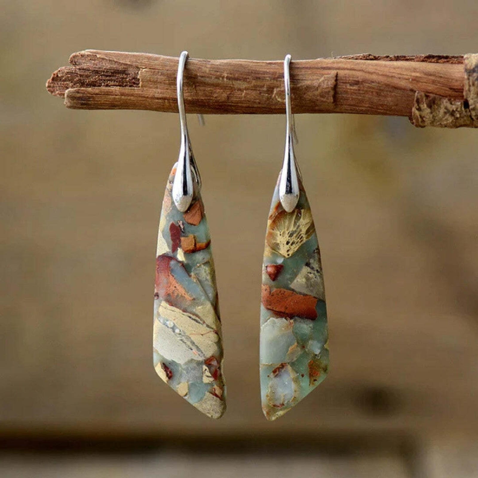 Boucles d'Oreilles Uniques en Pierre Naturelle