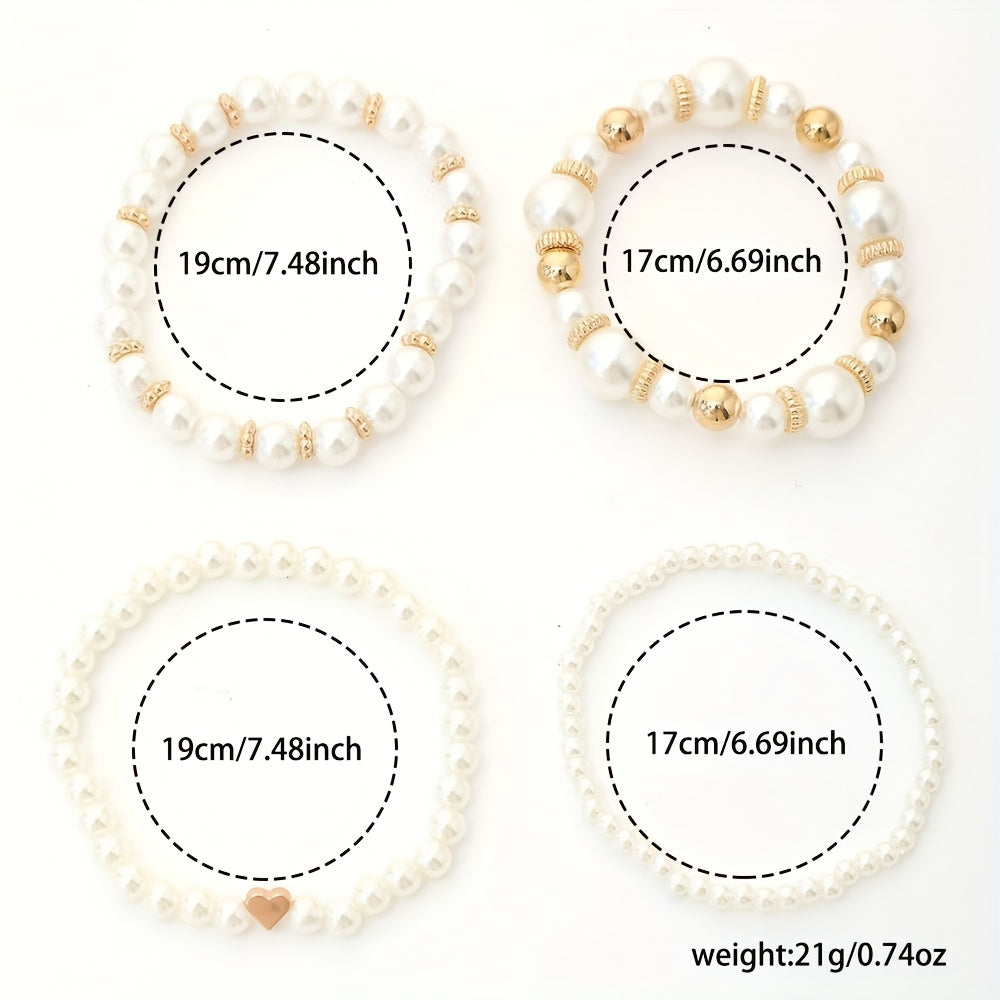 Ensemble de bracelets élégants en forme de cœur avec perles