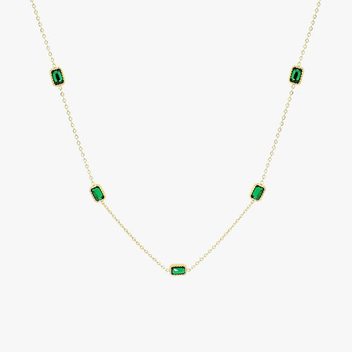 Apolline | Collier en chaîne dorée avec pierre verte