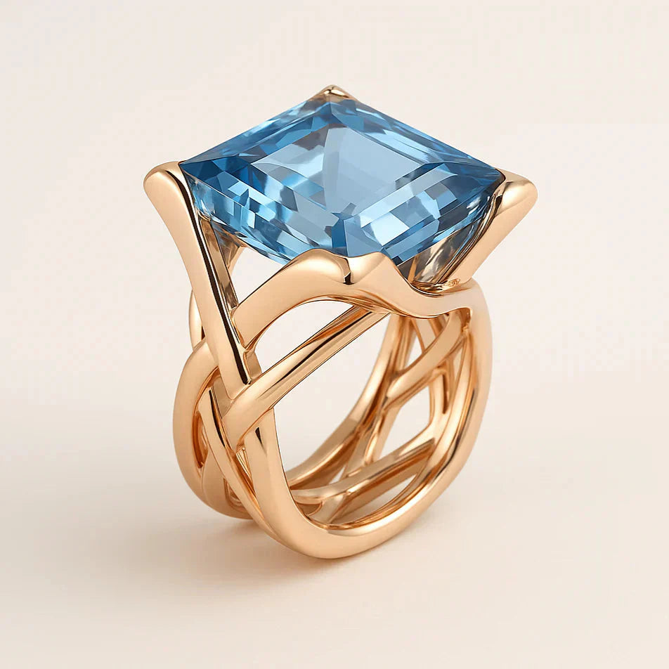 Bague Vintage en Or avec Pierre Bleue