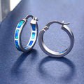 Boucles d'Oreilles en Aro Circulaire en Opale de Feu Bleu Chic