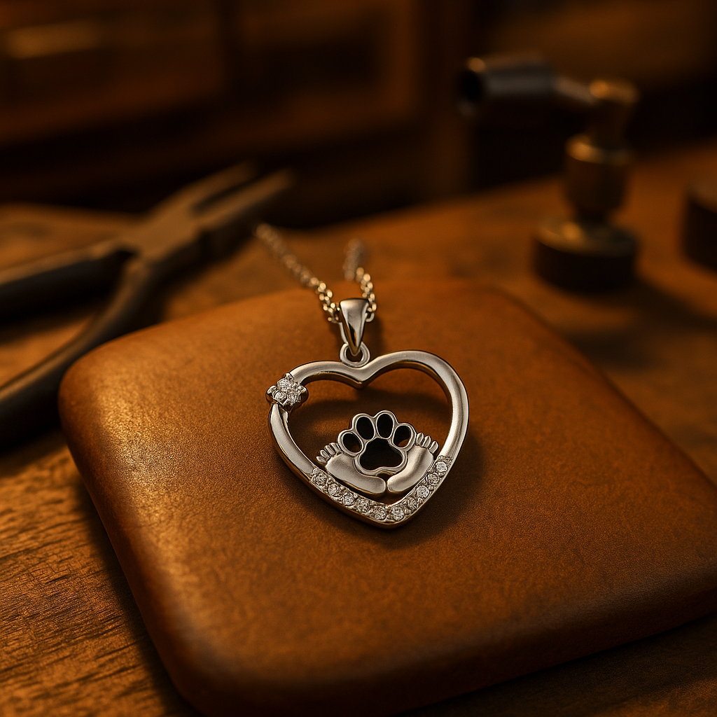 Collier d'empreinte de patte de chien Little Feet avec Zirconia