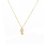 Collier plaqué or avec chat et zircon