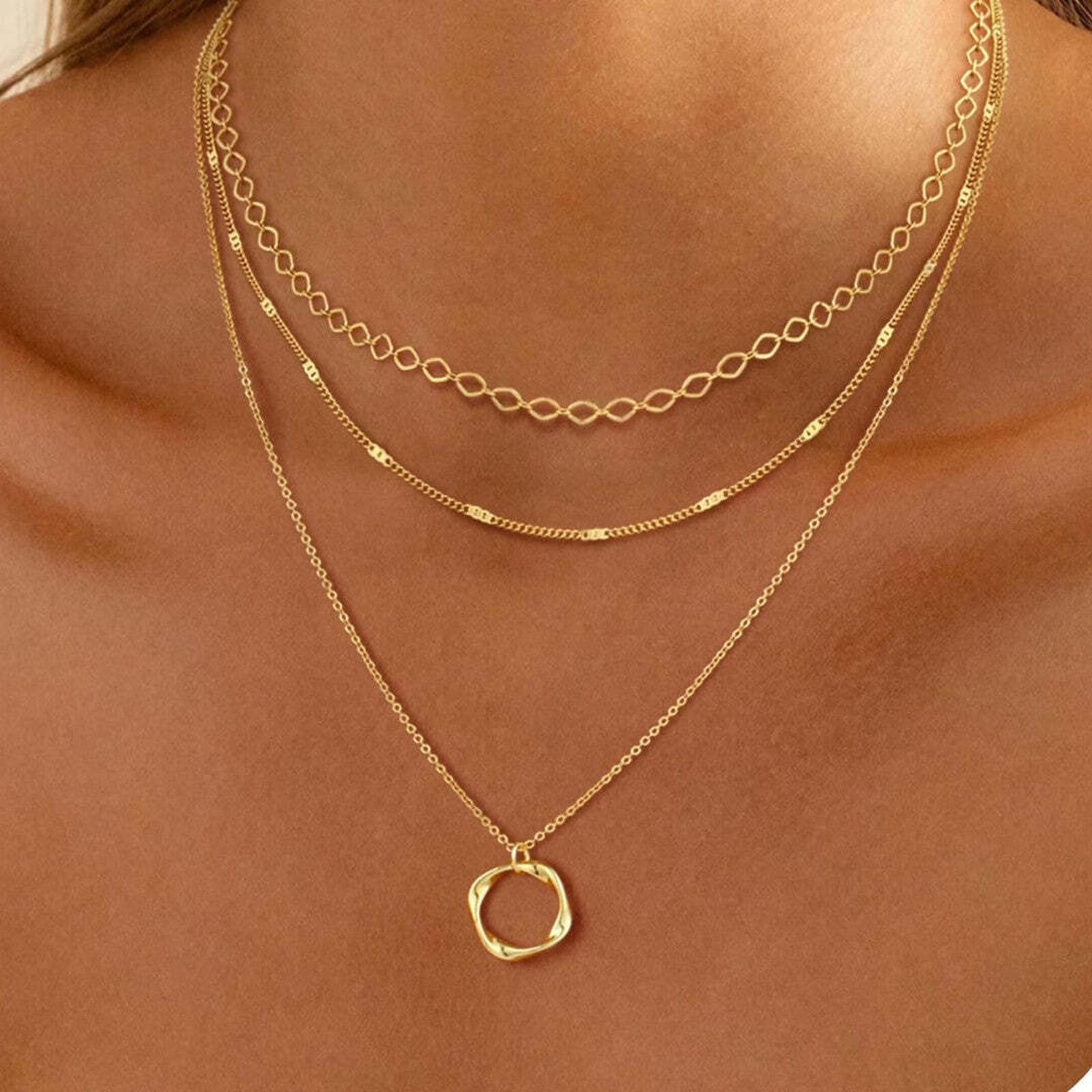 Pauline | Collier Pendentif Classique en Couches Dorées