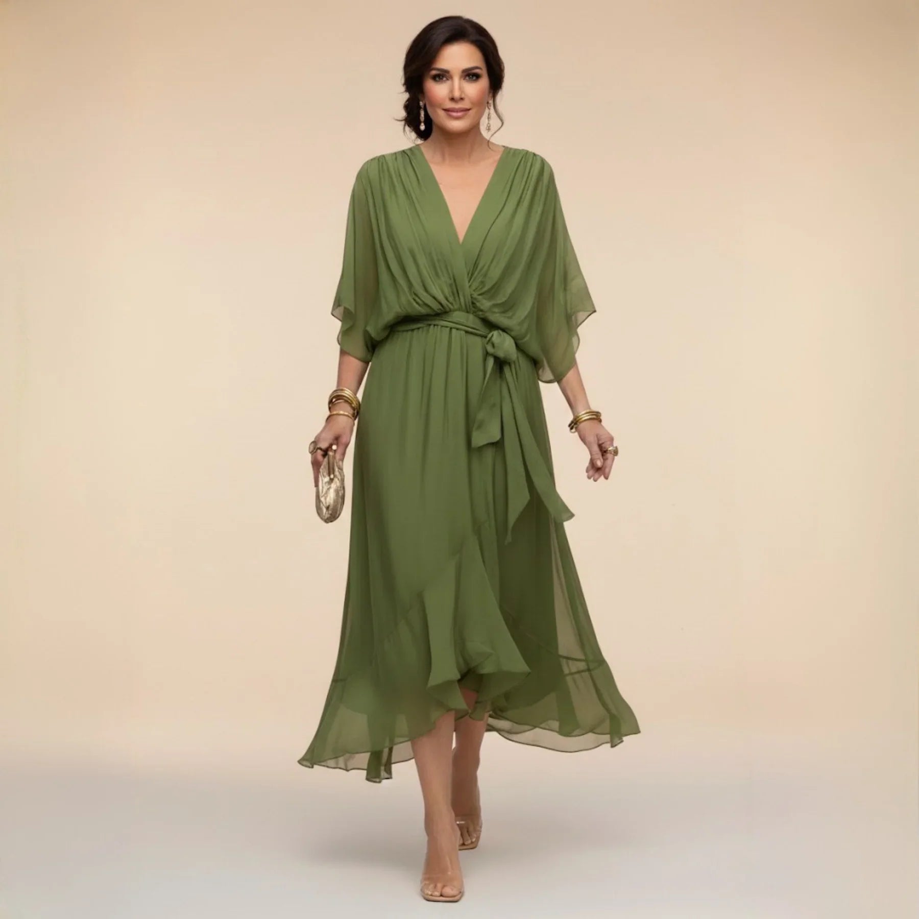 Monica | Robe Élégante à Col V