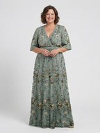 Cayetana | Robe longue avec imprimé floral et décolleté en V