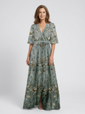 Cayetana | Robe longue avec imprimé floral et décolleté en V