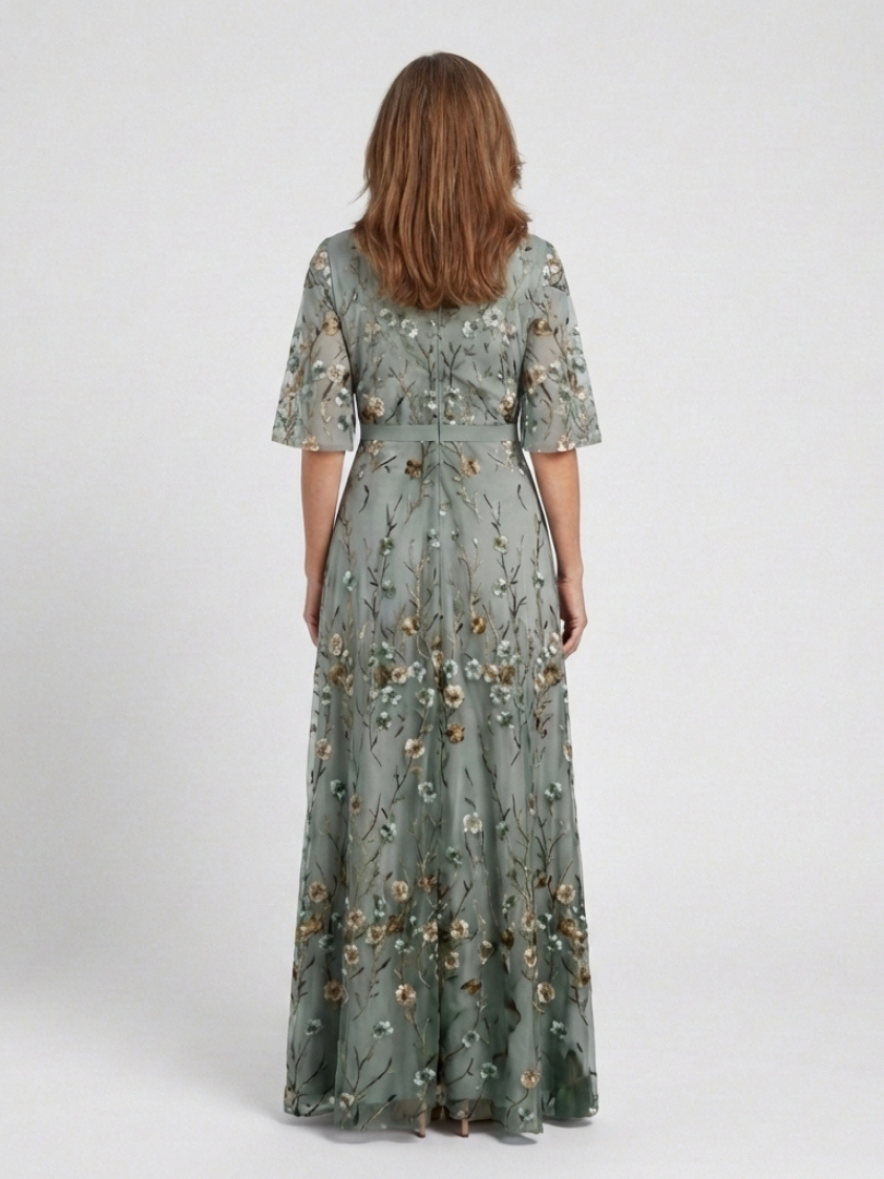 Cayetana | Robe longue avec imprimé floral et décolleté en V