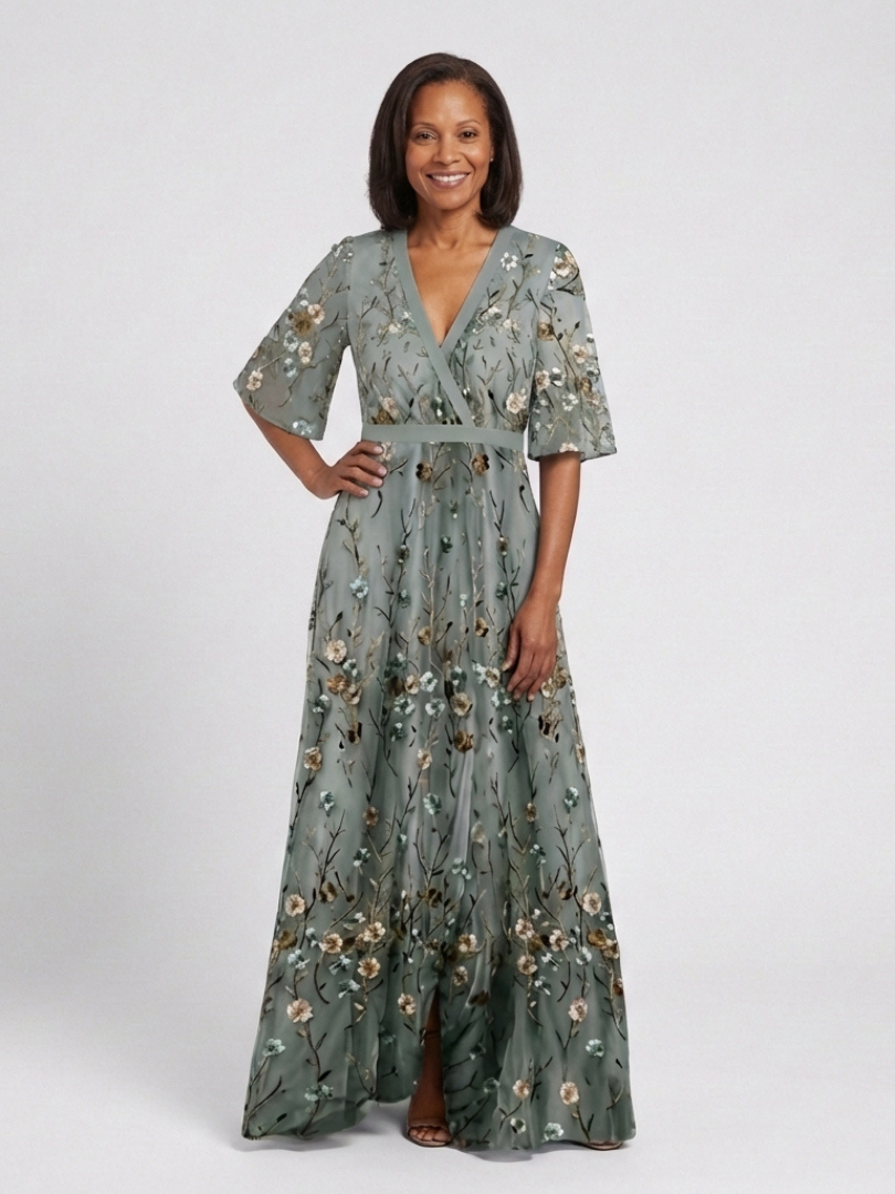 Cayetana | Robe longue avec imprimé floral et décolleté en V