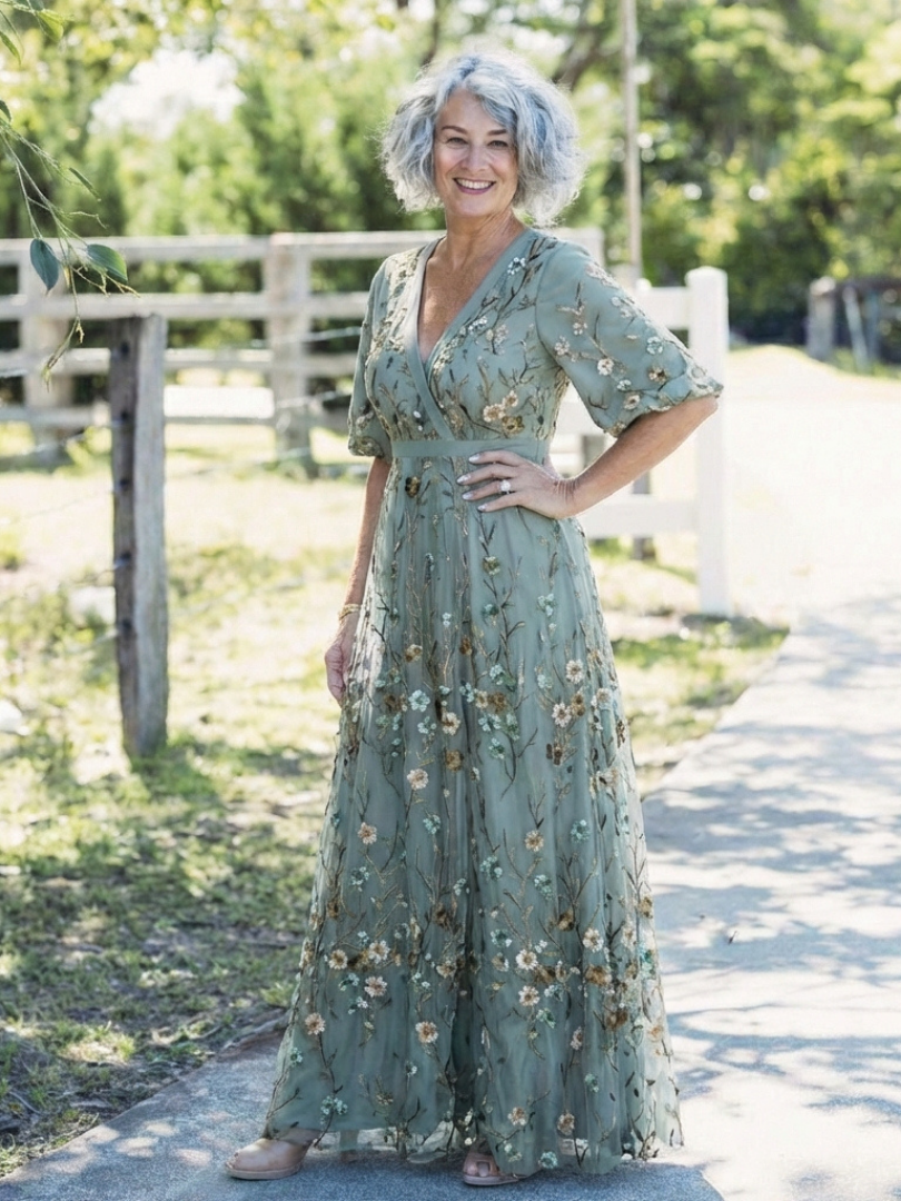 Cayetana | Robe longue avec imprimé floral et décolleté en V