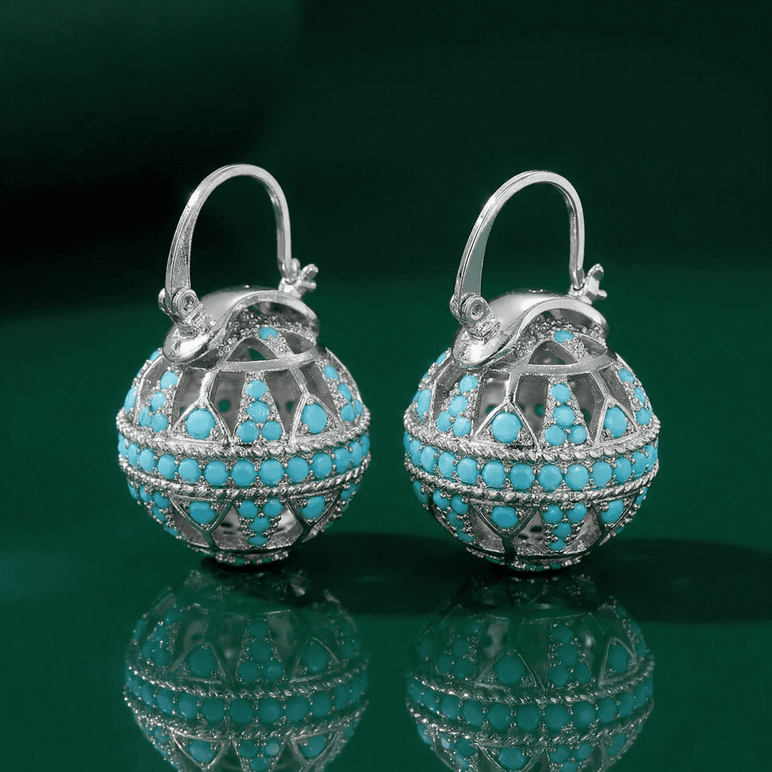 Boucles d'Oreilles Pendantes en Filigrane Turquoise
