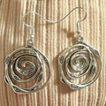 Boucles d'Oreilles Vintage en Argent en Forme de Labyrinthe
